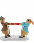 Beatrix Potter Christmas Peter Rabbit and Benjamin Pulling a Cracke