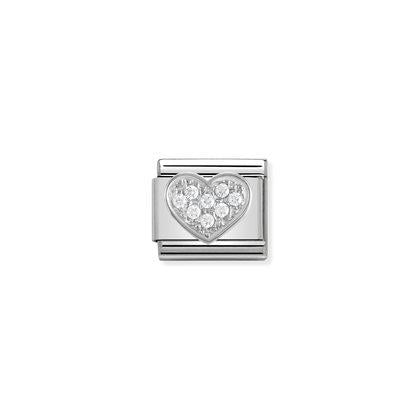Composable Link, Heart in Silver and Stones